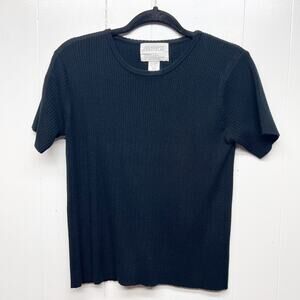 Side Effects Y2K 90s Vintage Ribbed Short Sleeve Black Womens Sweater Size Small